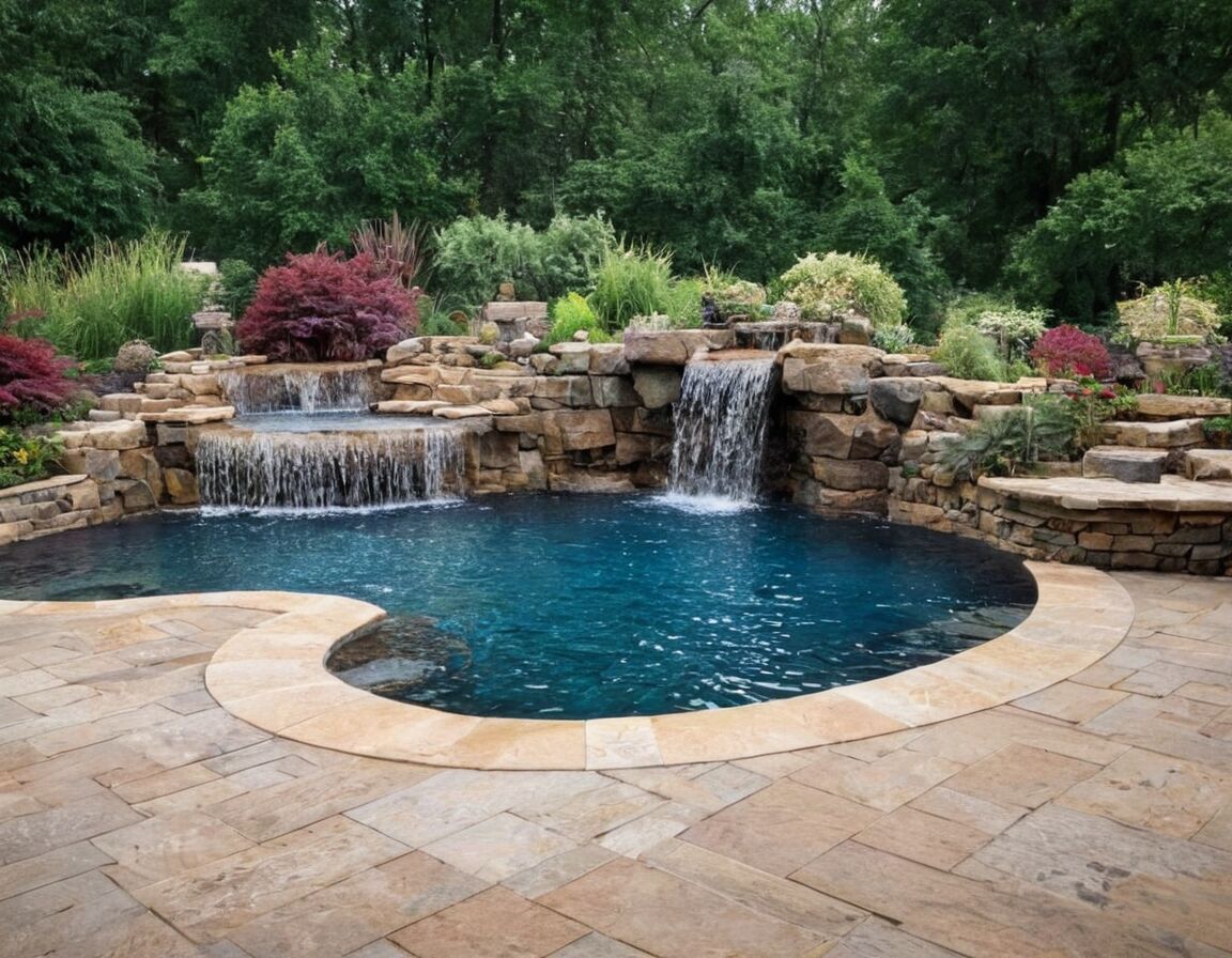 Wasserfälle aus natürlichen Felsblöcken - Kreative Pool Umrandung-Ideen für einen stilvollen Außenbereich